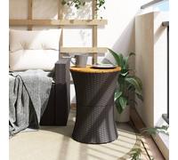 Berkfield Home Garden Side Table Drum Shape Black Poly Rattan & Solid Wood Berkfield Home Black