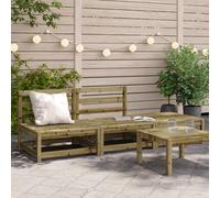 Berkfield Home Garden Sofa Armless with Footstool Impregnated Wood Pine in Brown Berkfield Home Brown