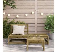 Berkfield Home Garden Sofa Armless with Footstool Impregnated Wood Pine in Brown Berkfield Home Brown