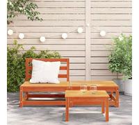 Berkfield Home Garden Sofa Armless with Footstool Wax Brown Solid Wood Pine Berkfield Home Brown