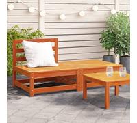 Berkfield Home Garden Sofa Armless with Footstool Wax Brown Solid Wood Pine Berkfield Home Brown