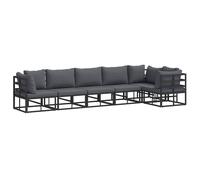 Berkfield Home Garden Sofa Set with Cushion with Pillow 6 pcs Black Aluminium Berkfield Home Black