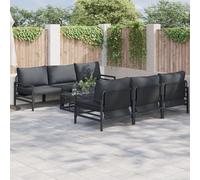 Berkfield Home Garden Sofa Set with Cushion with Pillow 7 pcs Anthracite Steel & Fabric Berkfield Home Multicolor