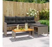 Berkfield Home Garden Sofa with Table & Cushions L-Shaped Grey Poly Rattan Berkfield Home Grey