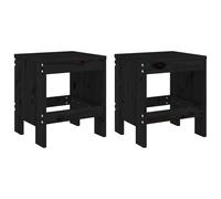 Berkfield Home Garden Stools 2 pcs Black 40x36x45 cm Solid Wood Pine | Size: 40 x 36 x 45 cm Berkfield Home Black 40 x 36 x 45 cm
