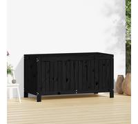 Berkfield Home Garden Storage Box Black 121x55x64 cm Solid Wood Pine | Size: 121 x 55 x 64 cm Berkfield Home Black 121 x 55 x 64 cm