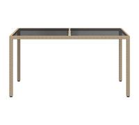 Berkfield Home Garden Table 150x90x75 cm Tempered Glass & Poly Rattan Beige | Size: 150 x 90 x 75 cm Berkfield Home Beige 150 x 90 x 75 cm