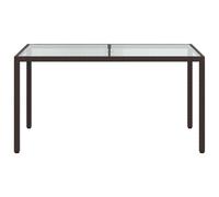 Berkfield Home Garden Table 150x90x75 cm Tempered Glass & Poly Rattan Brown | Size: 150 x 90 x 75 cm Berkfield Home Brown 150 x 90 x 75 cm