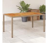 Berkfield Home Garden Table Beige 150x90x75 cm Poly Rattan Acacia Wood | Size: 150 x 90 x 75 cm Berkfield Home Beige 150 x 90 x 75 cm