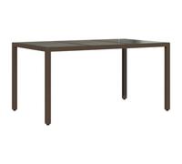 Berkfield Home Garden Table with Glass Top Brown 150x90x75 cm Poly Rattan | Size: 150 x 90 x 75 cm Berkfield Home Brown 150 x 90 x 75 cm