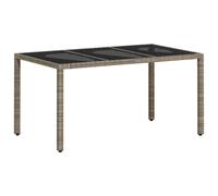 Berkfield Home Garden Table with Glass Top Light Grey 150x90x75 cm Poly Rattan | Size: 150 x 90 x 75 cm Berkfield Home Grey 150 x 90 x 75 cm