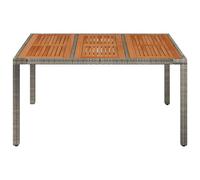 Berkfield Home Garden Table with Wooden Top Grey 150x90x75 cm Poly Rattan | Size: 150 x 90 x 75 cm Berkfield Home Grey 150 x 90 x 75 cm