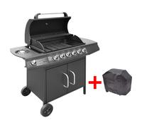 Berkfield Home Gas Barbecue Grill 6+1 Cooking Zone Black Berkfield Home Black