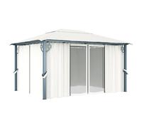 Berkfield Home Gazebo with Curtain 400 x 300 cm Cream Aluminium in Beige Berkfield Home Beige 400 x 300 cm
