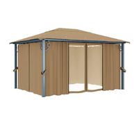 Berkfield Home Gazebo with Curtain 400x300 cm Taupe Aluminium in Beige Berkfield Home Beige 400x300 cm