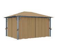 Berkfield Home Gazebo with Curtain 400x300 cm Taupe Aluminium in Beige Berkfield Home Beige 400x300 cm