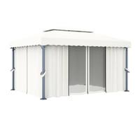 Berkfield Home Gazebo with Curtain 4x3 m Cream White Aluminium Berkfield Home White
