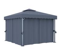 Berkfield Home Gazebo with Curtain&LED String Lights 3x3 m Anthracite in Dark Grey Berkfield Home Dark Grey