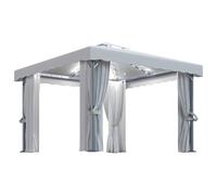 Berkfield Home Gazebo with Curtain&LED String Lights 3x3 m Cream White in Beige Berkfield Home Beige