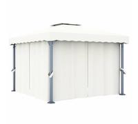 Berkfield Home Gazebo with Curtain&LED String Lights 3x3 m Cream White in Beige Berkfield Home Beige