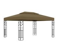Berkfield Home Gazebo with Double Roof&LED String Lights 3x4 m Taupe Berkfield Home Taupe