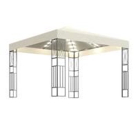 Berkfield Home Gazebo with LED String Lights 3x3 m Cream Fabric in Beige Berkfield Home Beige