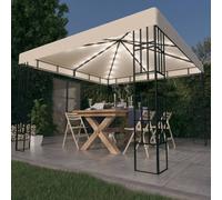 Berkfield Home Gazebo with LED String Lights 3x3 m Cream in Beige Berkfield Home Beige