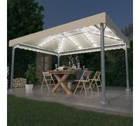 Berkfield Home Gazebo with LED String Lights 400x300 cm Cream Aluminium in Beige Berkfield Home Beige 400x300 cm