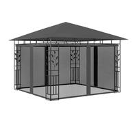 Berkfield Home Gazebo with Mosquito Net&LED String Lights 3x3x2.73m Anthracite in Charcoal Berkfield Home Charcoal