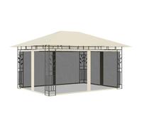 Berkfield Home Gazebo with Mosquito Net&LED String Lights 4x3x2.73 m Cream in Beige Berkfield Home Beige