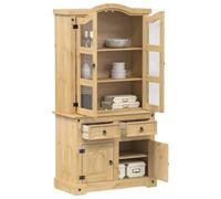 Berkfield Home Glass Display Cabinet Corona 100x48.5x179 cm Solid Wood Pine in Brown Berkfield Home Brown 100x48.5x179 cm