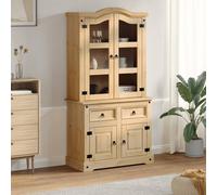 Berkfield Home Glass Display Cabinet Corona 100x48.5x179 cm Solid Wood Pine in Tan Berkfield Home Tan 100x48.5x179 cm