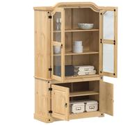 Berkfield Home Glass Display Cabinet Corona 103.5x42x180 cm Solid Wood Pine in Light Tan Berkfield Home Light Tan 103.5x42x180 cm