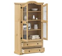 Berkfield Home Glass Display Cabinet Corona 99x43x187 cm Solid Wood Pine in Brown | Size: 99 x 43 x 187 cm Berkfield Home Brown 99 x 43 x 187 cm