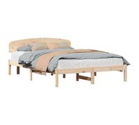 Berkfield Home Gorgeous Bed Frame with Headboard 150x200 cm Solid Wood Pine in Beige Berkfield Home Beige 150x200 cm