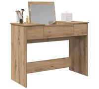 Berkfield Home Gorgeous Dressing Table with Mirror Artisan Oak 100x45x76 cm in Beige | Size: 100 x 45 x 76 cm Berkfield Home Beige 100 x 45 x 76 cm