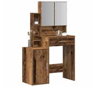 Berkfield Home Gorgeous Dressing Table with Mirror&LED Lights Old Wood Engineere in Brown Berkfield Home Brown