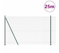 Berkfield Home Green Welded Wire Fence with 13 Flanged Posts Green 1.5x25 m Steel Berkfield Home Green