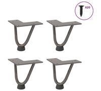 Berkfield Home Hairpin Table Legs 4 pcs Natural Steel 10 cm Solid Steel in Grey Berkfield Home Grey