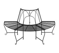 Berkfield Home Half Round Tree Bench 2 pcs Ã˜159 cm Black Steel Berkfield Home Black