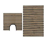 Berkfield Home Hand-Woven Jute Bathroom Mat Set Fabric Natural & Black Berkfield Home Black
