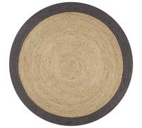 Berkfield Home Handmade Rug Jute with Dark Grey Border 90 cm | Size: 100 cm diameter Berkfield Home Grey 100 cm diameter
