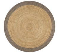 Berkfield Home Handmade Rug Jute with Grey Border 150 cm | Size: 100 cm diameter Berkfield Home Grey 100 cm diameter