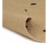 Berkfield Home Handmade Rug Jute with Print Polka Dot 90 cm in Natural | Size: 100 cm diameter Berkfield Home Natural 100 cm diameter