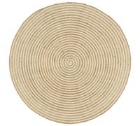 Berkfield Home Handmade Rug Jute with Spiral Design White 150 cm | Size: 100 cm diameter Berkfield Home White 100 cm diameter