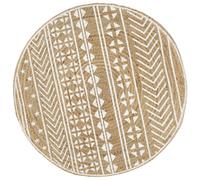 Berkfield Home Handmade Rug Jute with White Print 120 cm | Size: Medium Berkfield Home White Medium
