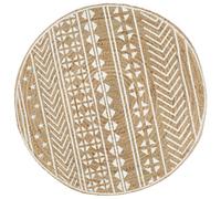 Berkfield Home Handmade Rug Jute with White Print 150 cm | Size: Medium Berkfield Home White Medium
