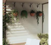 Berkfield Home Hanging Basket Brackets with Planters 4 pcs Black Steel Berkfield Home Multicolor