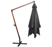 Berkfield Home Hanging Parasol with Pole Anthracite 3x3 m Solid Fir Wood in Black Berkfield Home Black