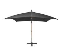 Berkfield Home Hanging Parasol with Pole Anthracite 3x3 m Solid Fir Wood in Black Berkfield Home Black